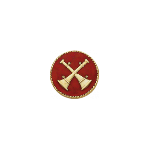 Smith & Warren 2 Crossed Bugles Seal Insignia C111E 1.625" (Red Enamel)