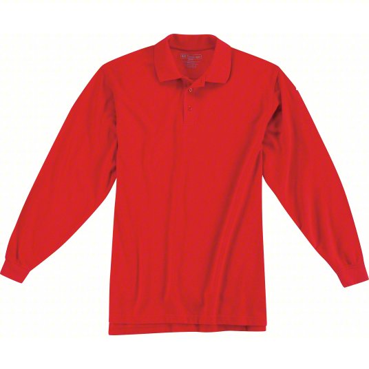 Groveland FD Lieutenant First Tactical Men's L/S Performance Polo - Red (111503)
