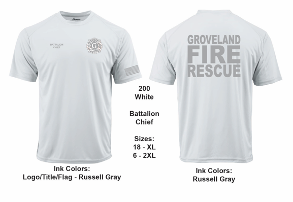 Groveland FD T-Shirt Chief Short/Long Sleeve White (G200 & G210)