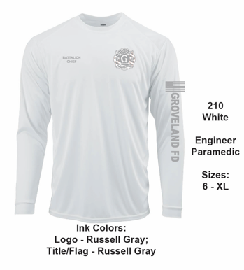 Groveland FD T-Shirt Chief Short/Long Sleeve - White (Chest Only) (G200 & G210)