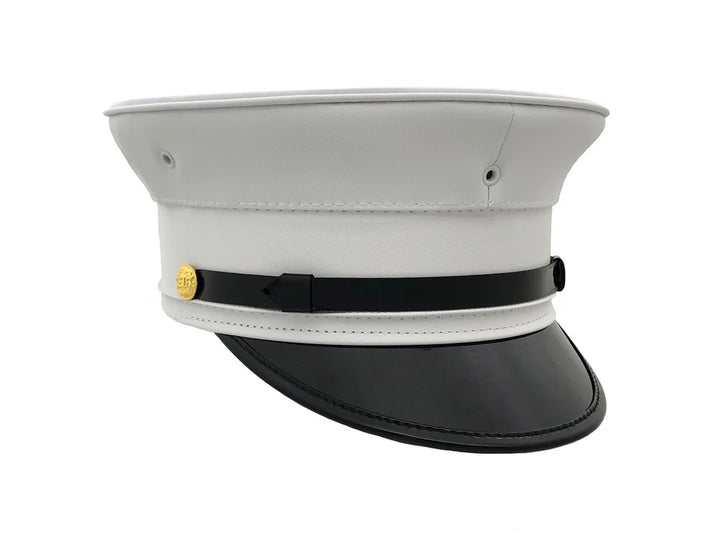 Keystone R-8A White Bell Crown Cap with White Ribbed Braid